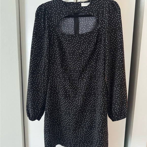 Commense Black and White Polka Dot Long Sleeve Dress - Picture 3 of 6